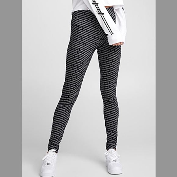 Retro high rise sporty motivational organic cotton leggings EUC - Picture 1 of 8